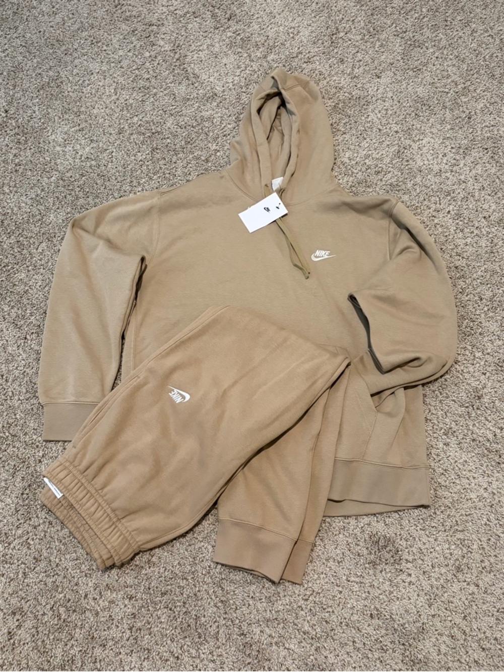 Nike Kids Tan Hoodie & Joggers Set - Soft Fleece Pullover and Joggers